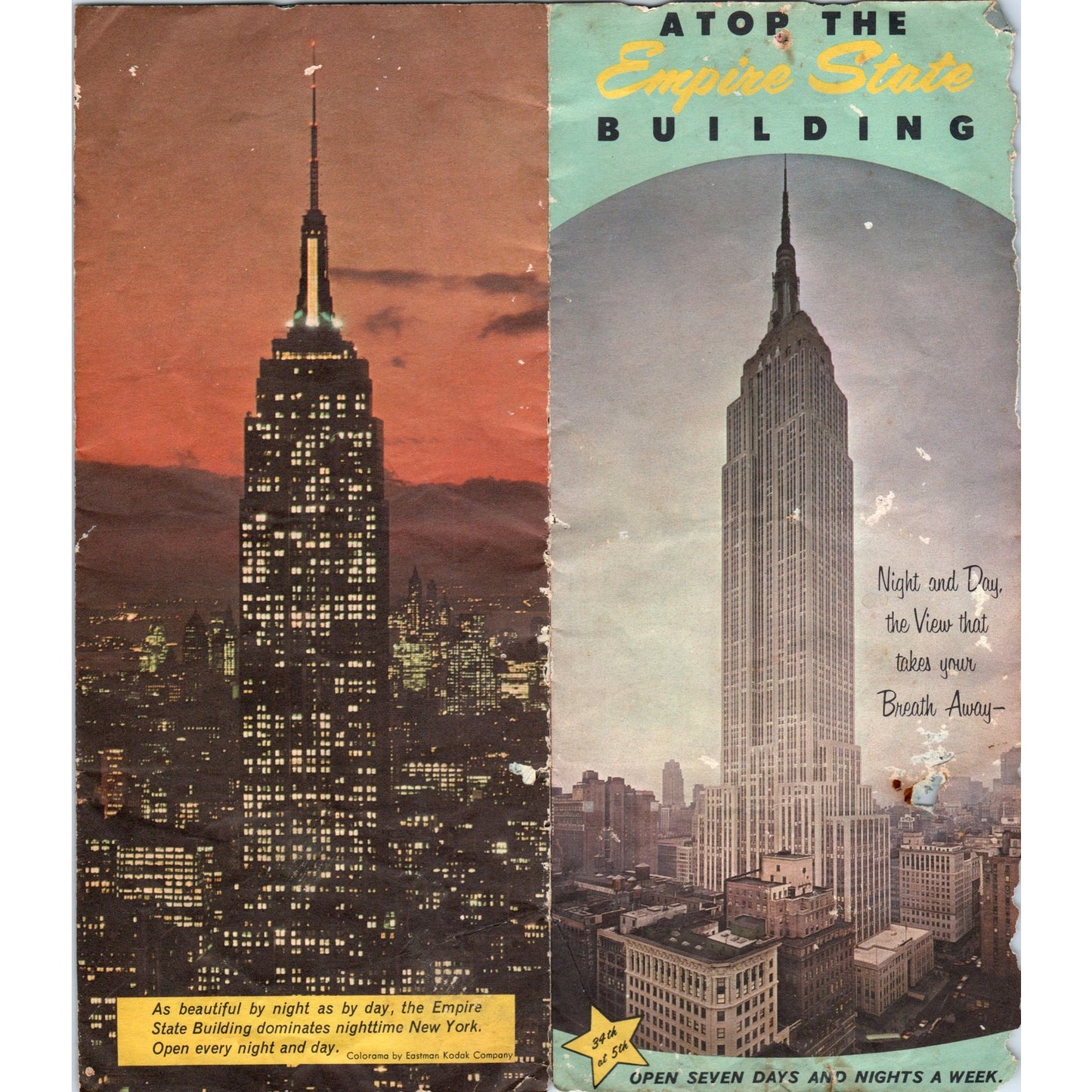 Vintage Atop the Empire State Building Fold Out Travel Brochure TH2-SF2