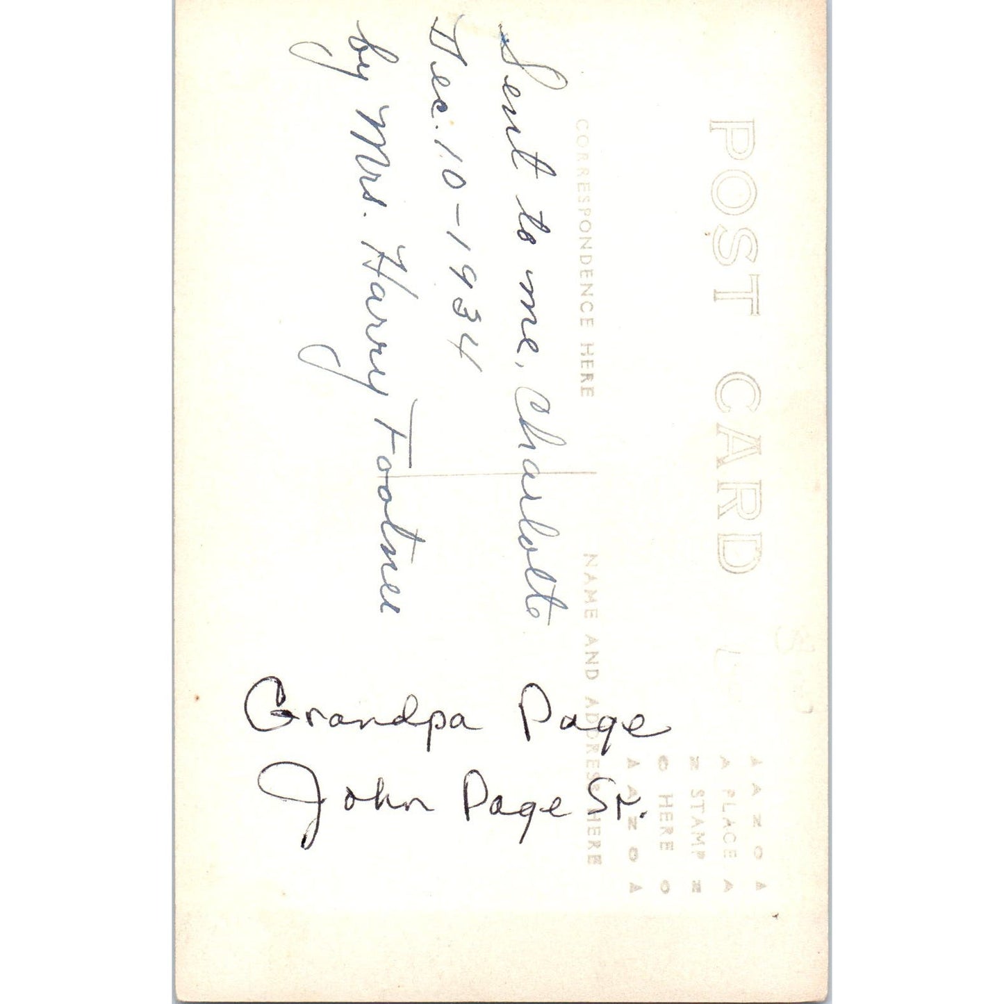 Grandpa John Page Sr. Portrait Original RPPC Real Photo Postcard PB1