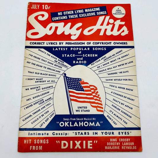 July 1943 Song Hits Magazine & Sheet Music Oklahoma Dixie Bing Crosby BA4