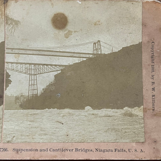 Suspension & Cantilever Bridges Niagara Falls NY 1898 Stereoview Card TJ9-V3