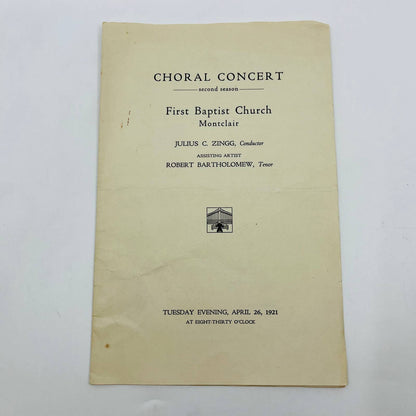 1921 First Baptist Church Montclair New Jersey Concert Program D6