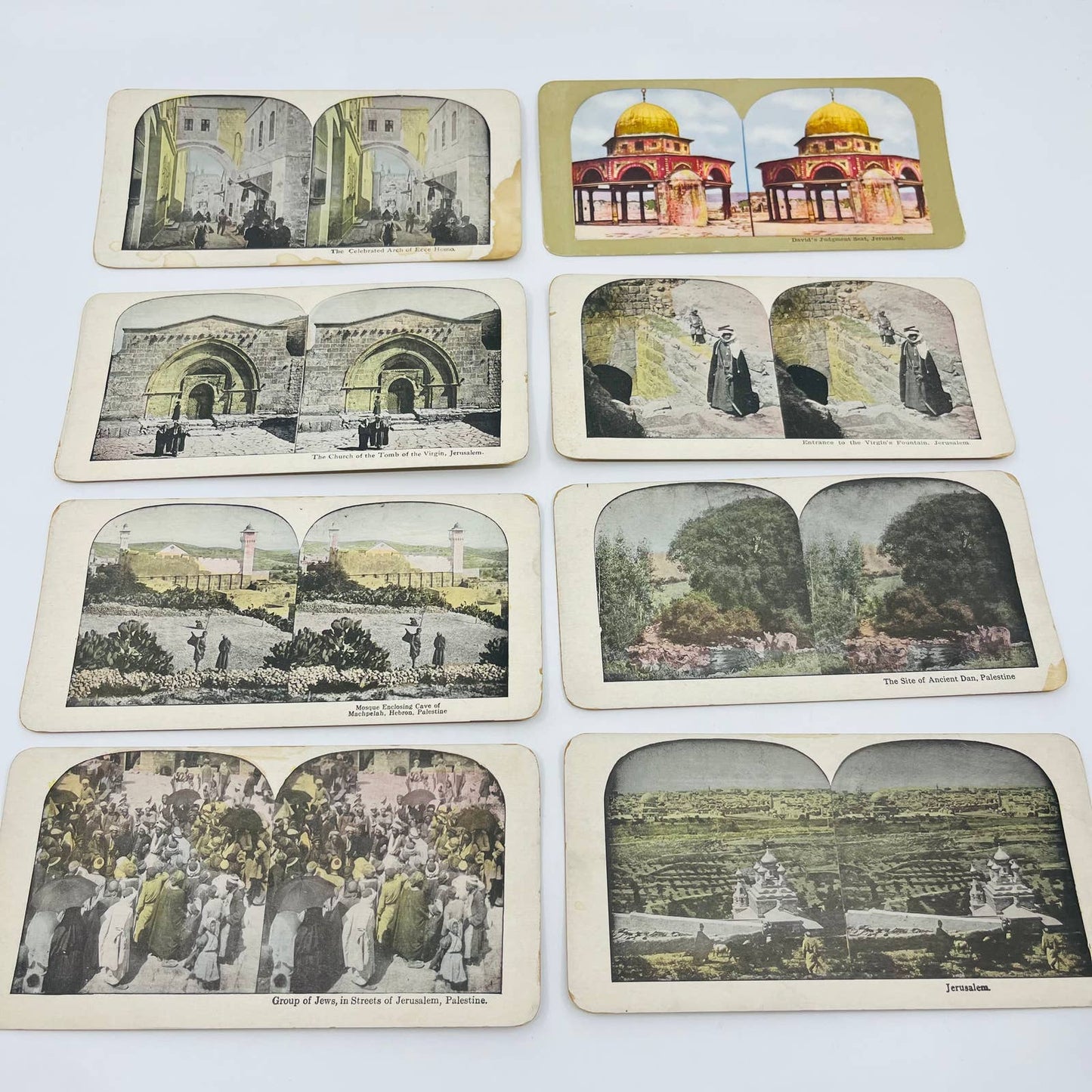 c1890 Lot of 8 Stereoview Cards Pictures PALESTINE JERUSALEM PRE-ISRAEL TA7-28