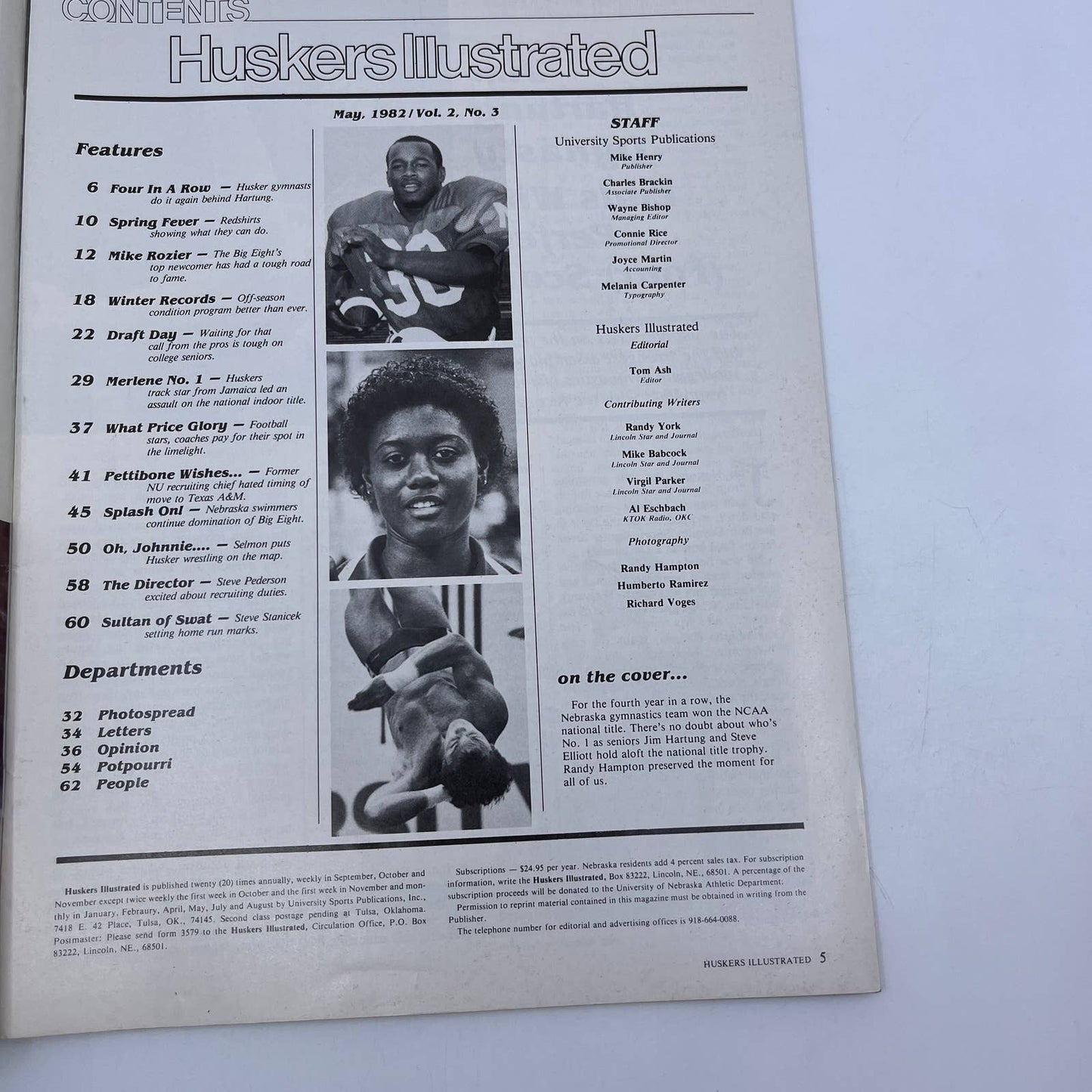 1982 May - Nebraska Huskers Illustrated Magazine-  Jim Hartung Steve Elliott TH7