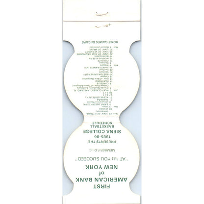 1985-86 Siena College Indians Basketball Schedule Matchbook Cover SA1-M4