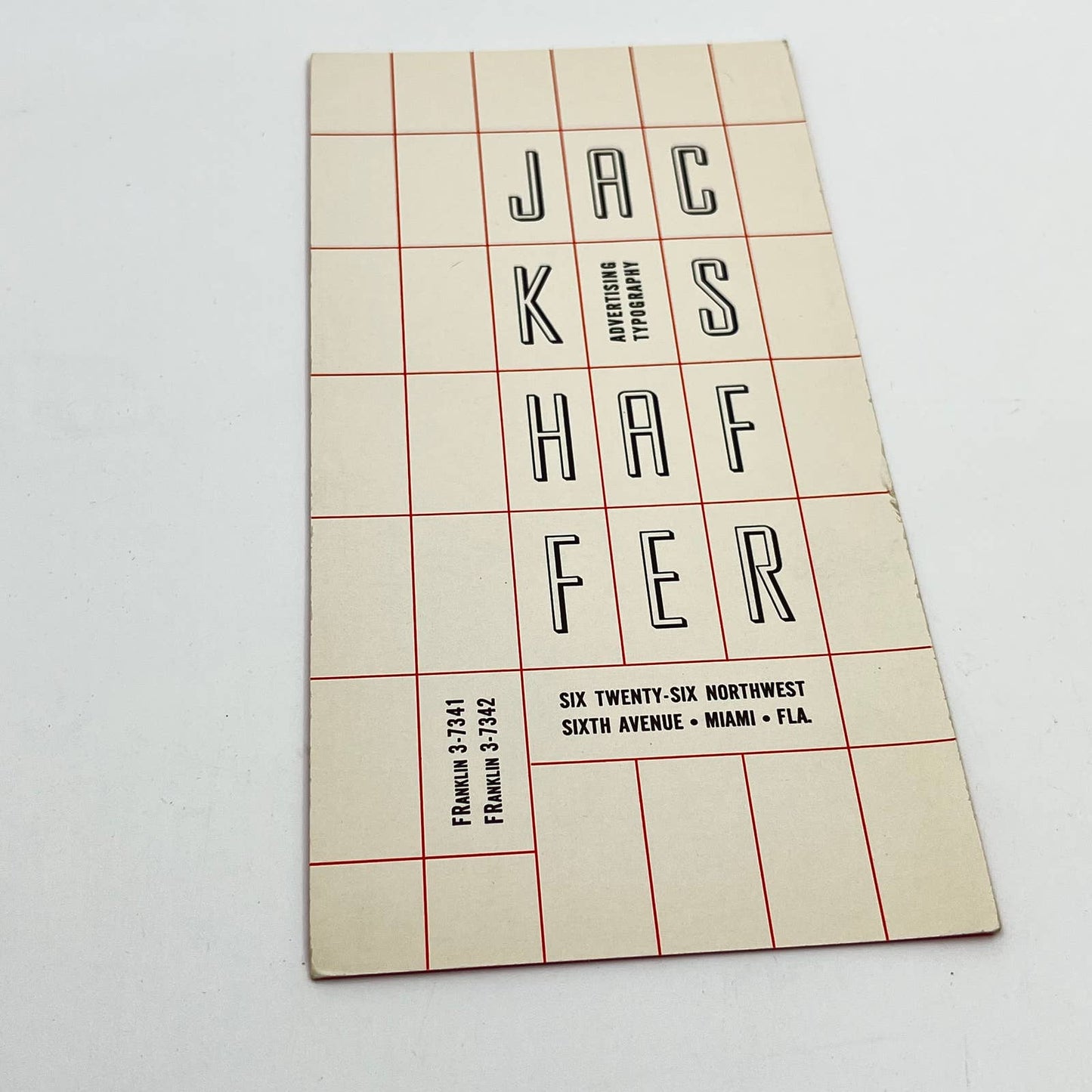 1930s Blotter Card Jack Shaffer Advertising Typography Miami FL SC8