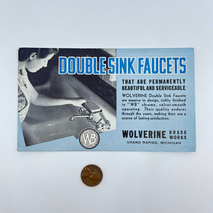 Vintage Blotter Card Double Sink Faucet Wolverine Brass Works Grand Rapids MI D4
