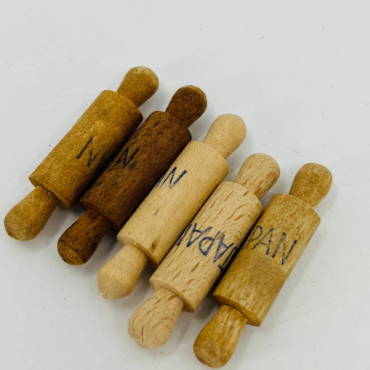 Lot of 5 Miniature Vintage Wooden Rolling Pins for Crafts 1.5” Japan SA9