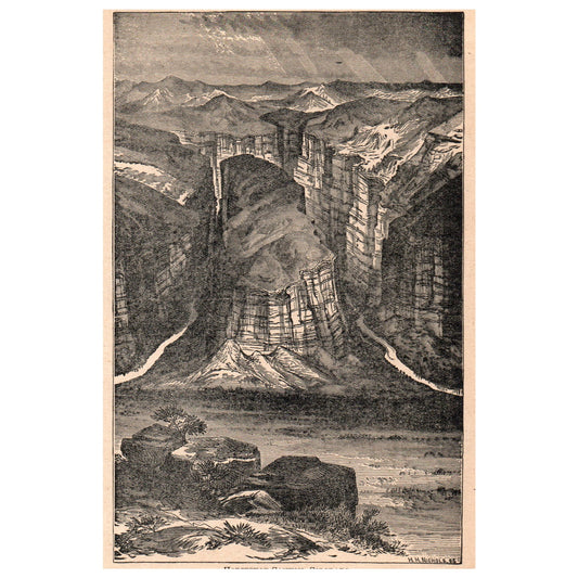 Horseshoe Canyon Colorado 4.5x7" Original Engraving 1899 AK5-18