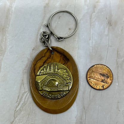 Nazareth Brass and Wood Souvenir Keychain TI7-S1