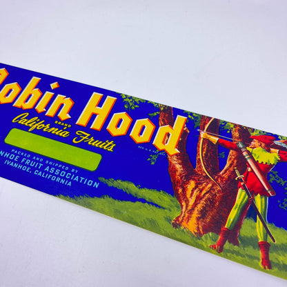 Vintage 1950's Robin Hood Brand Fruit Crate Label Ivanhoe CA FL3