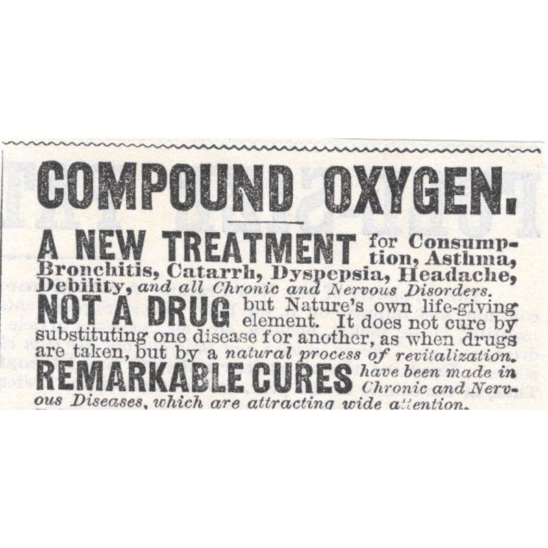 Drs. Starkey & Palin Compound Oxygen - Victorian Ad 1878 Original TJ7-L2-1