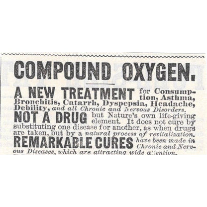 Drs. Starkey & Palin Compound Oxygen - Victorian Ad 1878 Original TJ7-L2-1