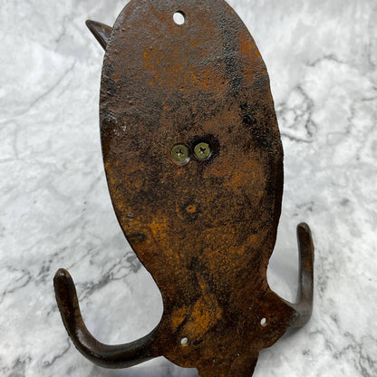 Vintage Heavy Cast Iron Horse Head Double Coat Hook 8x6 TJ8