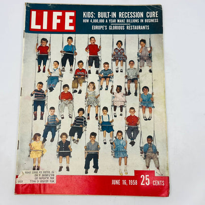 1958 June 16 LIFE Magazine Kids Built Recession Cure Europe Restaurants TA4