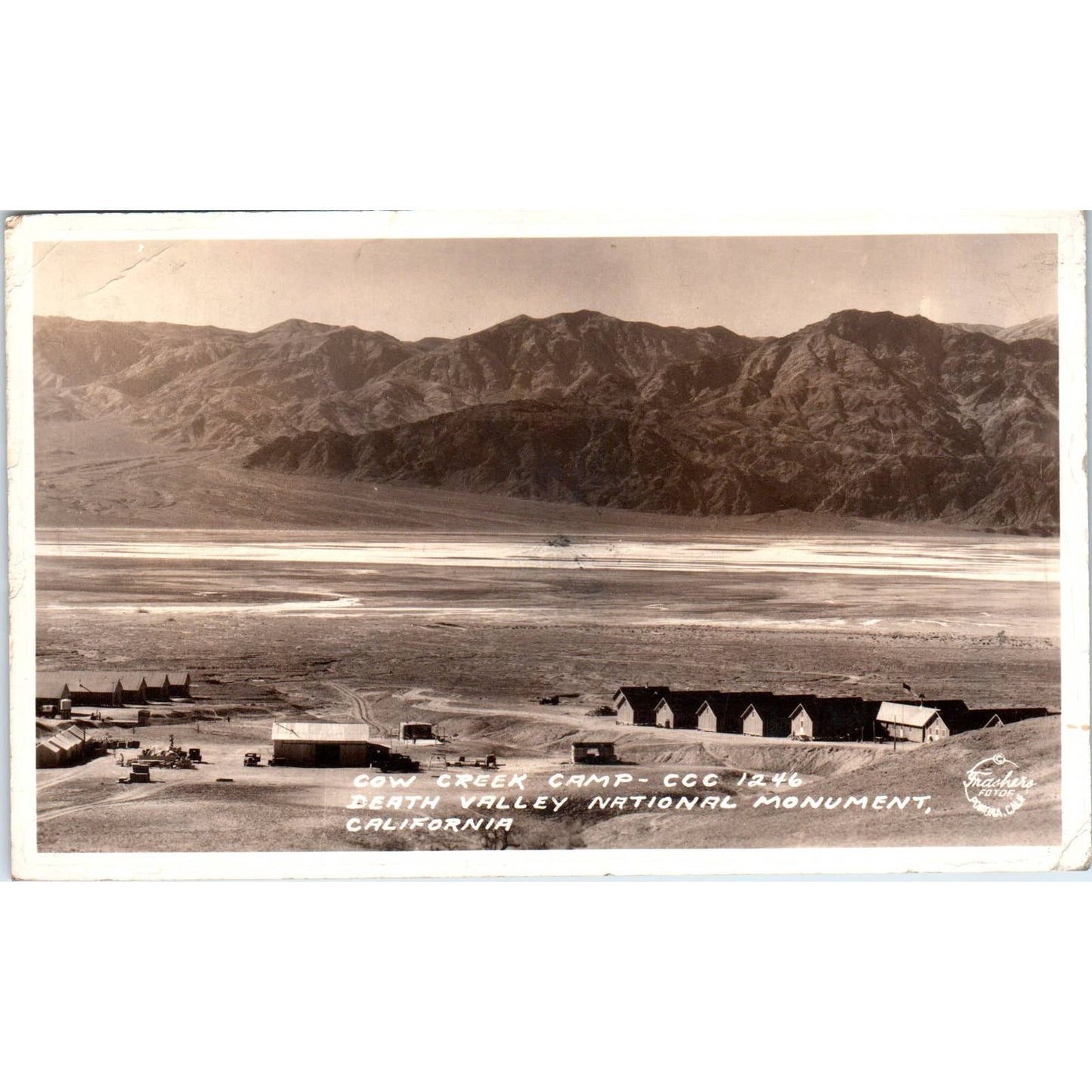 Vintage RPPC Postcard Cow Creek Camp CCC 1246 Death Valley Monument CA SF2