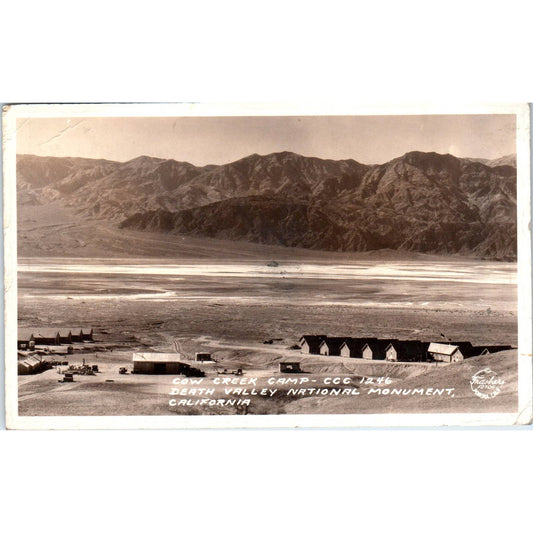 Vintage RPPC Postcard Cow Creek Camp CCC 1246 Death Valley Monument CA SF2