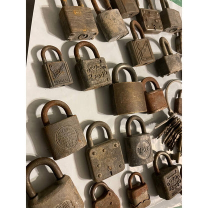 Vintage and Antique Lock Collection with Mismatched Keys