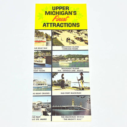 1960s UP Upper Michigan Area Attractions Tourist Foldout Map Brochure AC1