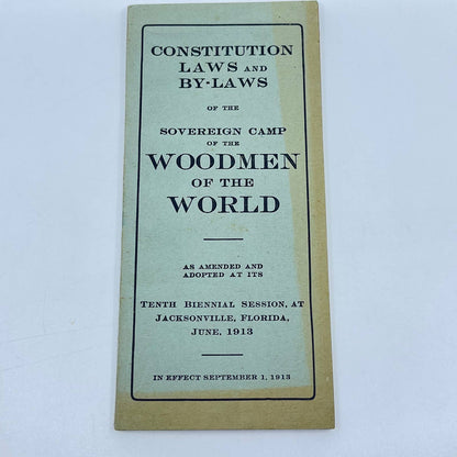 1913 Woodmen Of The World Constitution & By-laws Jacksonville FL TE8-3