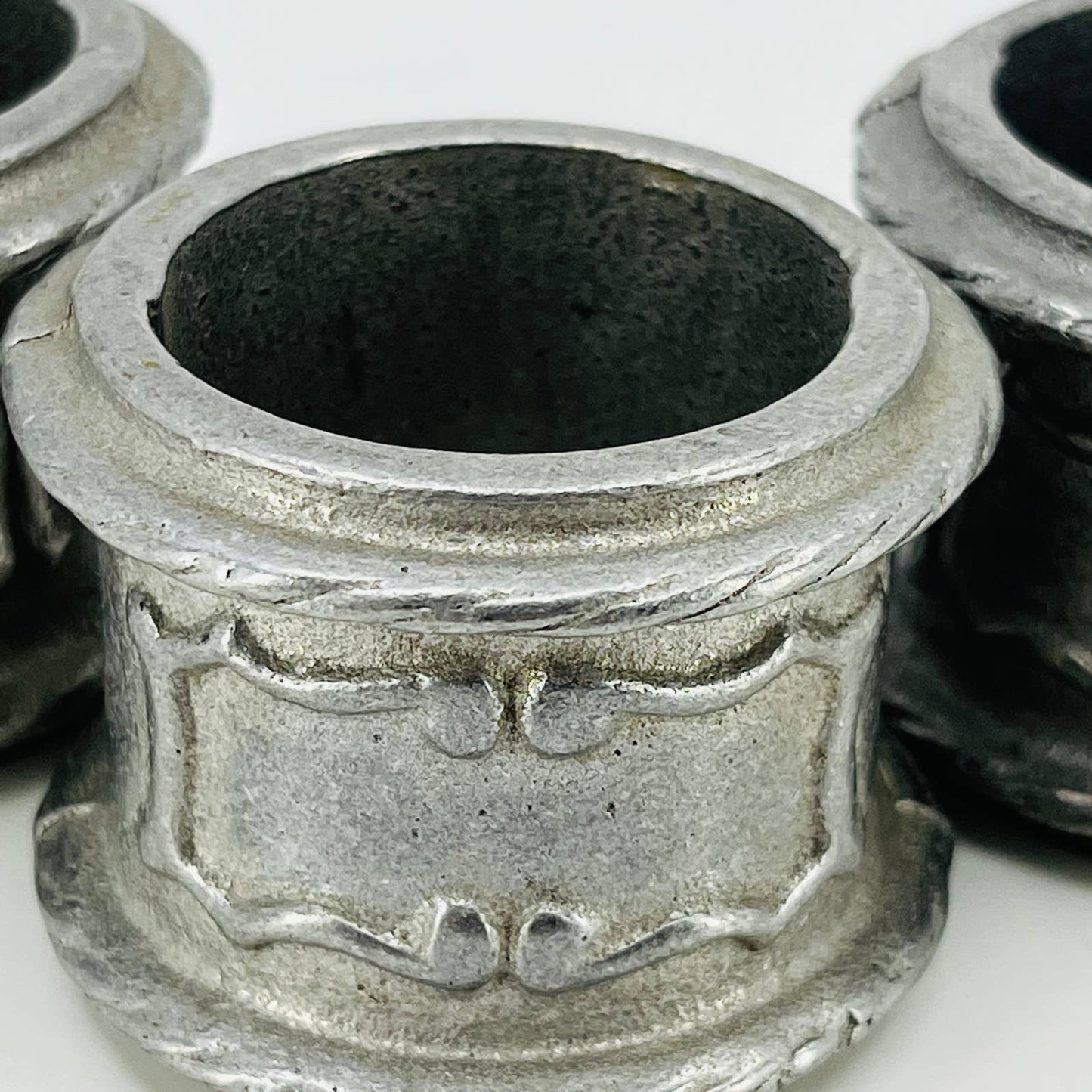 Vintage Cast Pewter Napkin Ring Set of 3 TD6