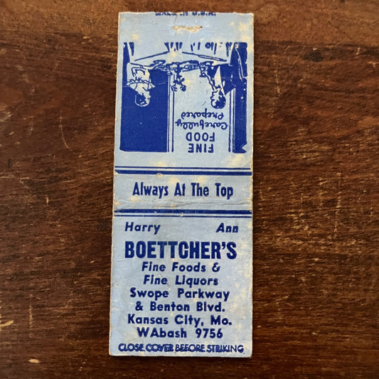 Boettcher's Fine Foods Kansas City MO Advertising Matchbook Cover MM11-6