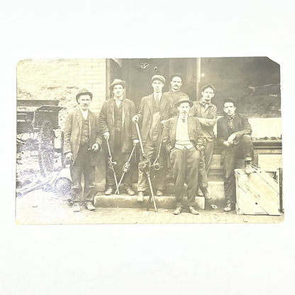 Antique RPPC Postcard Group of Carriage Repair Men w/ Pipe Threading Dies AC2