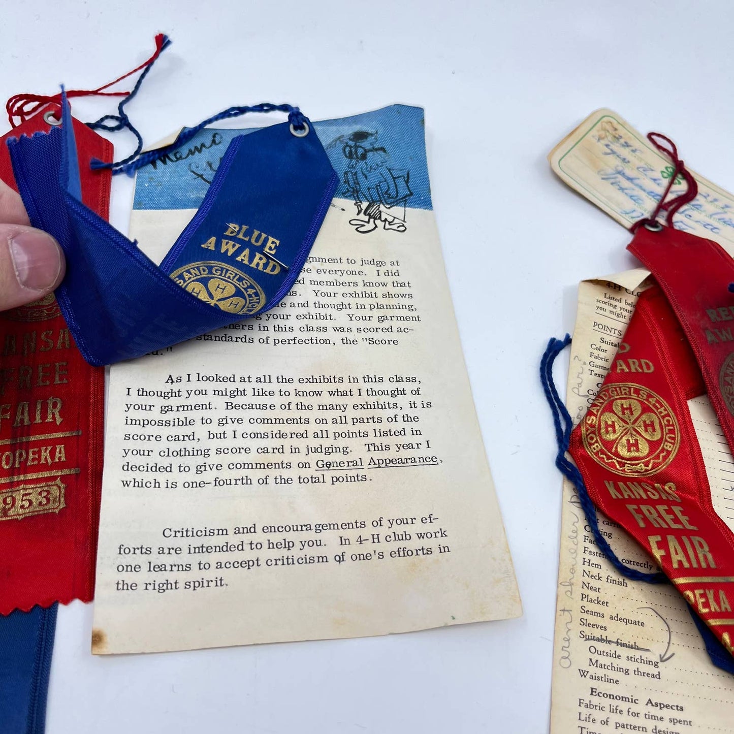 1950s Lot of Prize Ribbons Kansas Free Fair 4-H Fair Topeka Kansas TA3-3