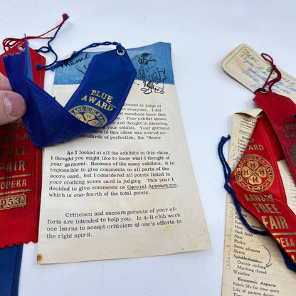 1950s Lot of Prize Ribbons Kansas Free Fair 4-H Fair Topeka Kansas TA3-3