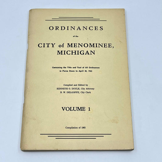 1965 Ordinances of the City of Menomoniee MI - Kenneth O. Doyle TF8