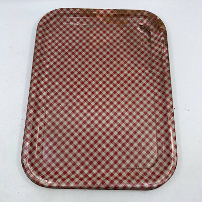 Vintage Set of 4 MCM Plaid Toleware Tin Litho Trays 10.5 x 13.5” TI5-3