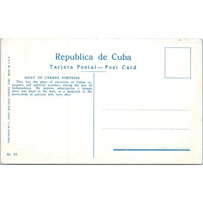 Moat of Cabana Cuba Original Postcard P3-1