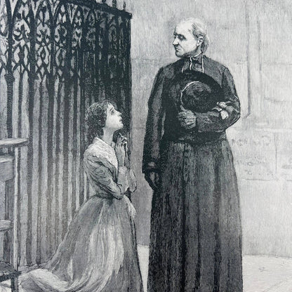 1880s Art Print Engraving Zola Le Rêve ANGÉLIQUE & MONSEIGNEUR DE HAUTE CŒUR