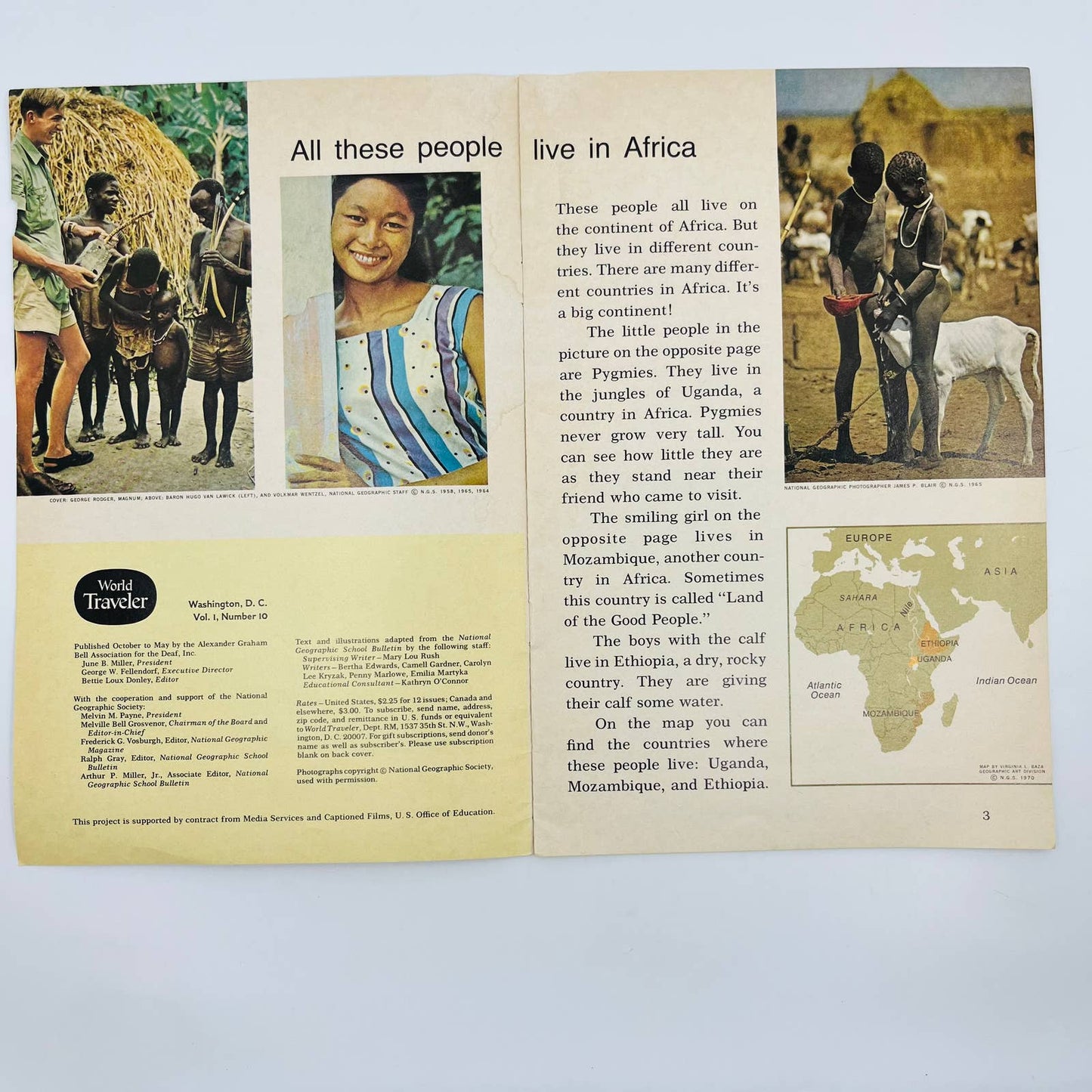 1970 WORLD TRAVELER National Geographic School Bulletin AFRICA EA4