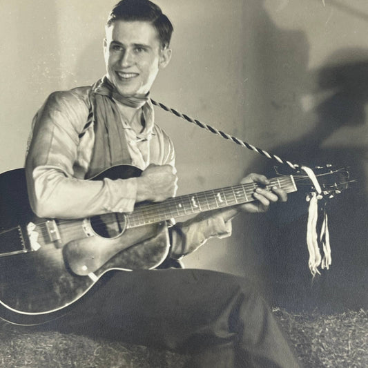 1950s Country Western Music Portrait Man Playing Guitar Photograph 8x10" AB7