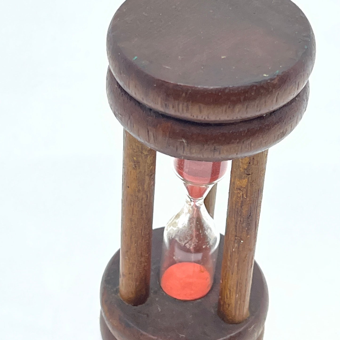 Vintage Wooden Sand Clock 3 Minute Timer Hourglass Glass With Pink Sand TA9