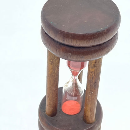 Vintage Wooden Sand Clock 3 Minute Timer Hourglass Glass With Pink Sand TA9