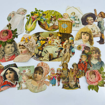 1880s Huge Lot Victorian Cut Out Scrap Children Boy Girl Baby Infant EA2