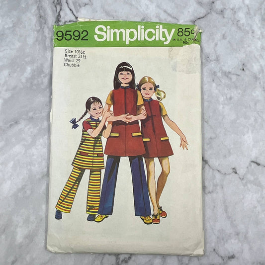 1971 Sewing Pattern Simplicity 10.5c Childs Skirt Jacket Shirt Pants 9592 TI7