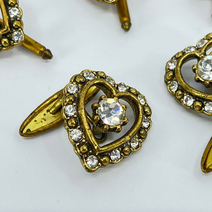 Vintage Lot of Woman’s Shirt Studs Cufflinks Heart Rhinestones SD2