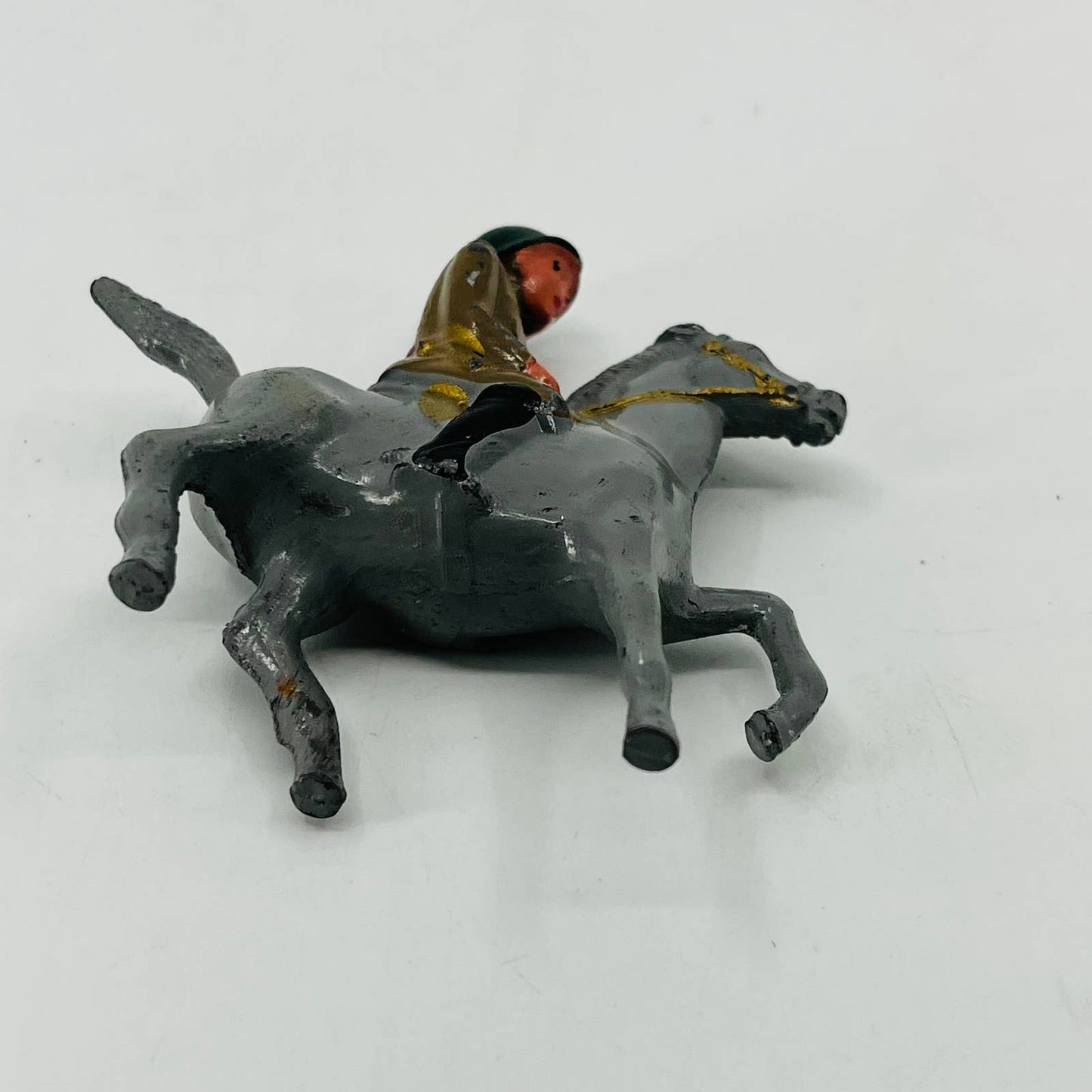 Antique WWI US Mounted Soldier Horseback Lead Toy SB5