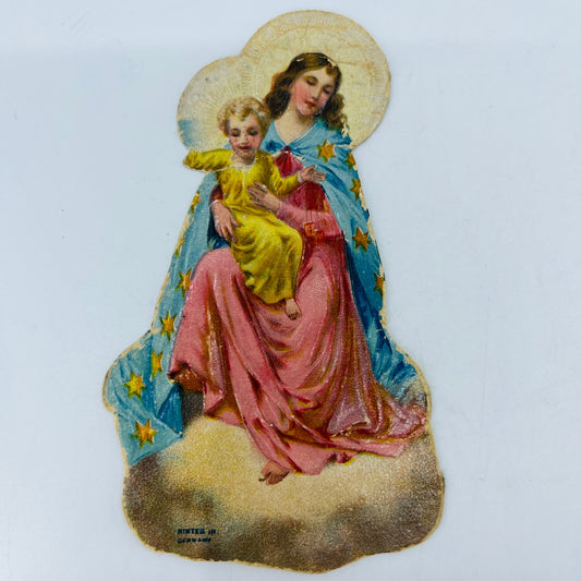 1880s Victorian Die Cut Scrap Virgin Mary Madonna Baby Jesus 4 x 2” AH9-M6