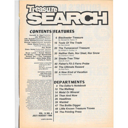 Treasure Search Magazine 1986 July/Aug Metal Detecting Gold Diamonds M2