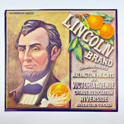 Lincoln Brand Sunkist Oranges Riverside California Original Crate Label FL3