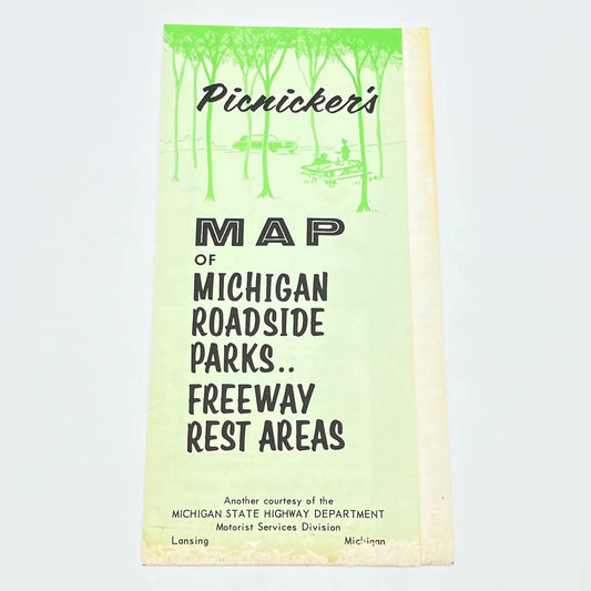 1960s Picnicker's Map of Michigan Roadside Parks & Freeway Rest Areas AC1