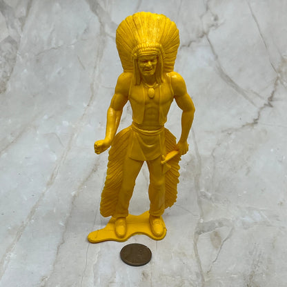 Plastic Yellow Indian Chief Native American Toy Old Vintage 5.5” TC9-T1
