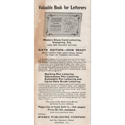 1920s Advertising Leaflet Modern Show Card Lettering Book Byxbee Publishing SE4