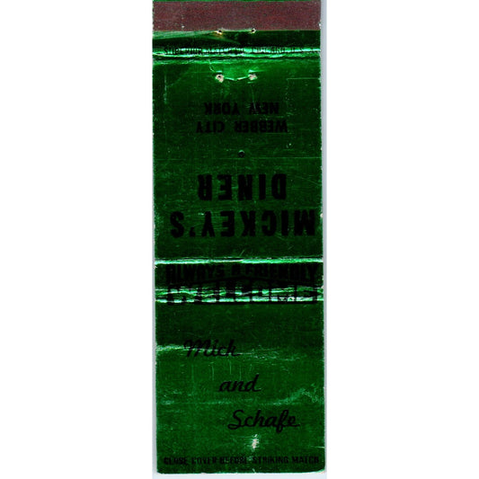 Mickey's Diner Webber City NY Advertising Matchbook Cover MM9-8