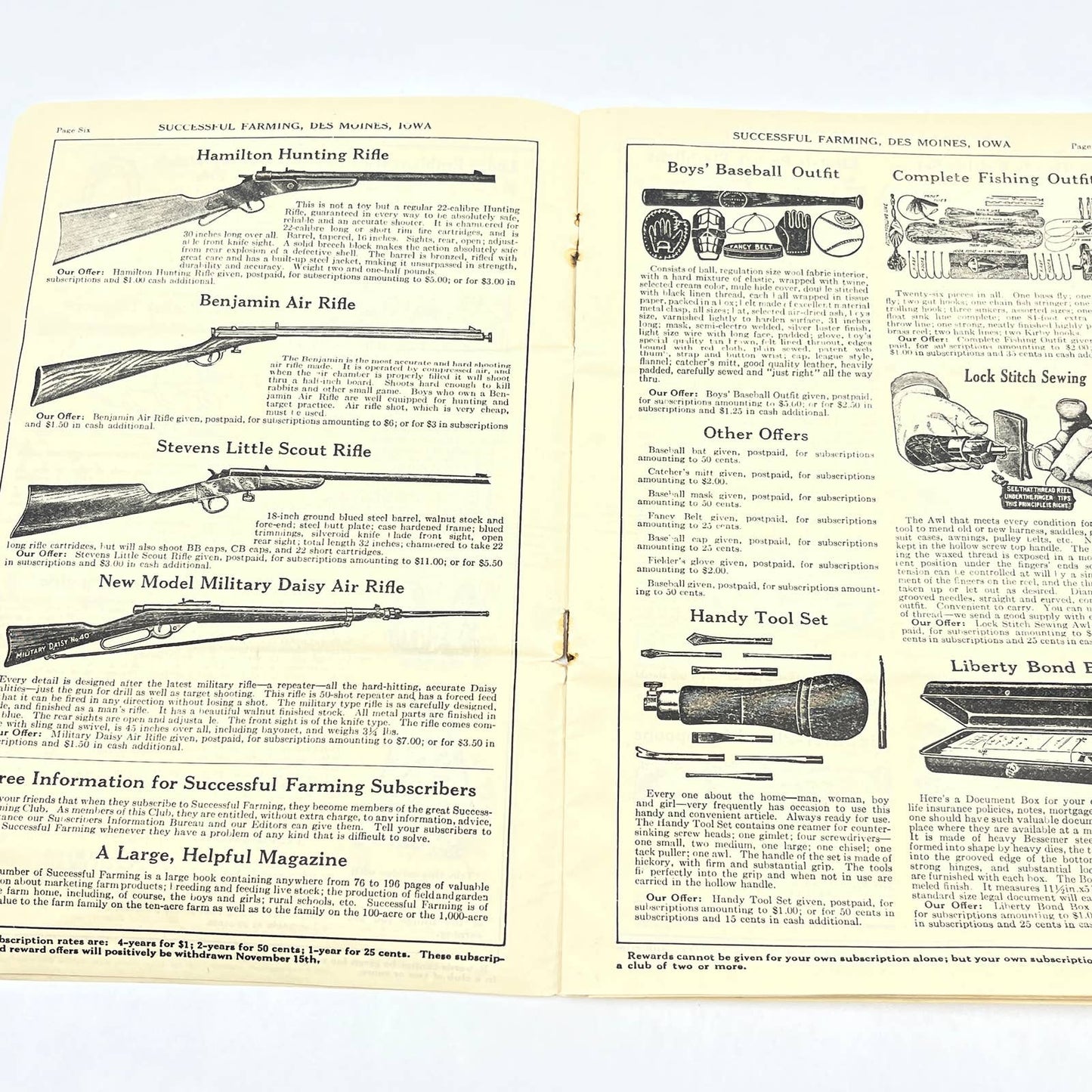 1919 Successful Farming Magazine Reward Book Catalog Magazine Sales AB7