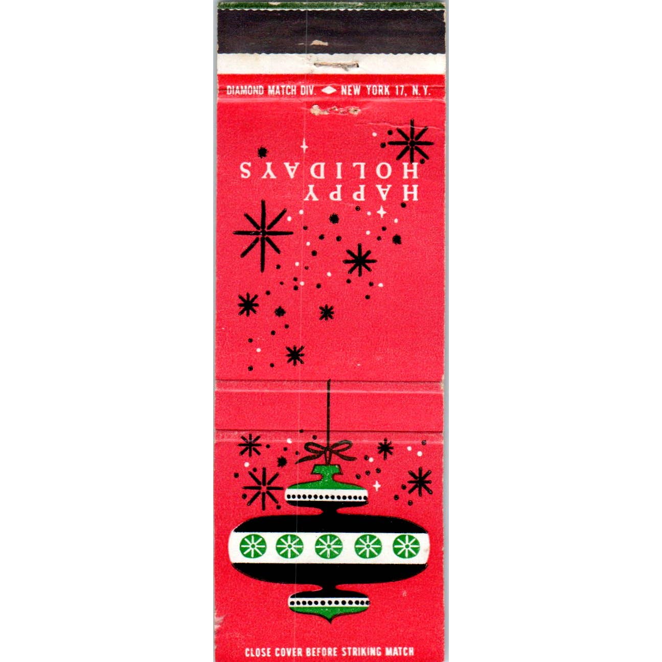 1950's Atomic Christmas Ornament Happy Holidays Matchbook Cover SA1-M8