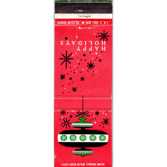 1950's Atomic Christmas Ornament Happy Holidays Matchbook Cover MM9-8